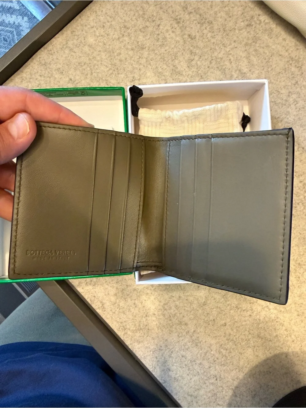 Bottega Veneta Navy Intrecciato Leather Bi-Fold Card Wallet